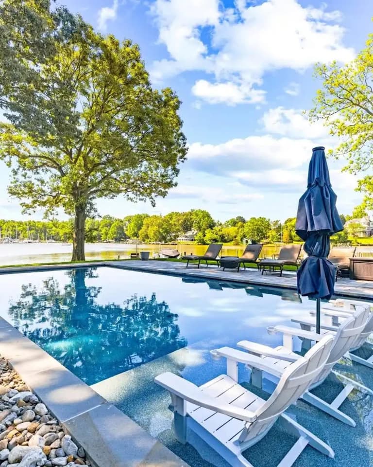 Poolside with a River View