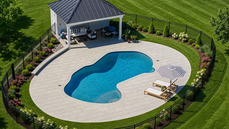 Freeform Pool deck & Pavilion,Gibson Island