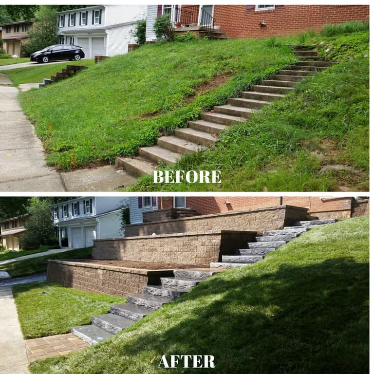 Retaining Wall — Before & After Columbia Md