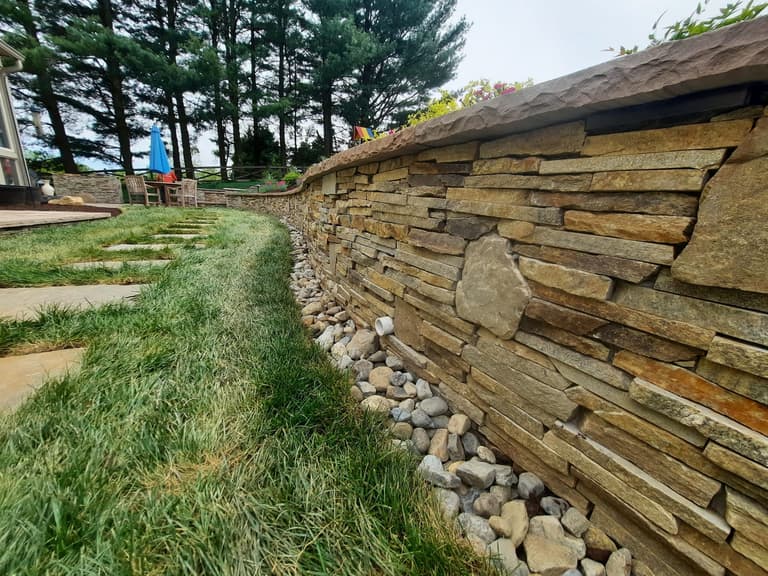 Curved Stacked-Stone Wall