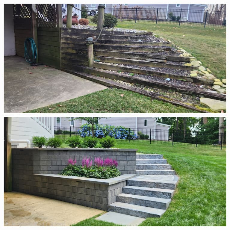 Step & Wall Replace— Before & After - Annapolis Md